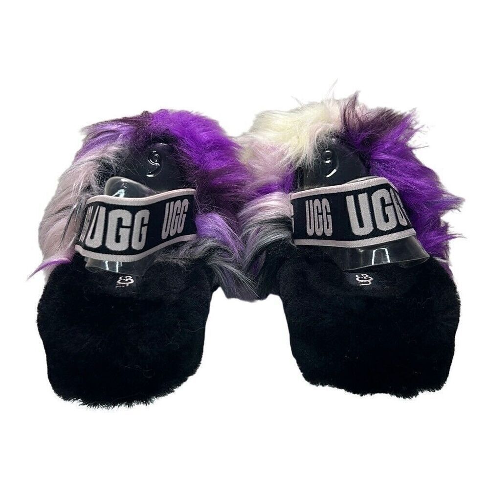UGG Women’s Fluff Yeah Slide Sheepskin Slipper Magnolia Tie-Dye, SZ 9 US, Purple - Picture 10 of 14